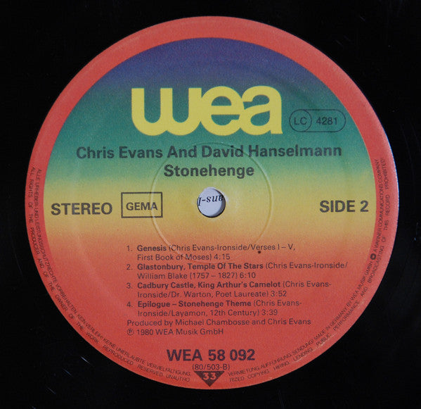 Chris Evans-Ironside And David Hanselmann : Stonehenge (LP, Album)
