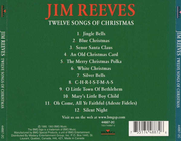 Jim Reeves : Twelve Songs Of Christmas (CD, Album, RE)