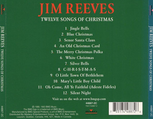 Jim Reeves : Twelve Songs Of Christmas (CD, Album, RE)