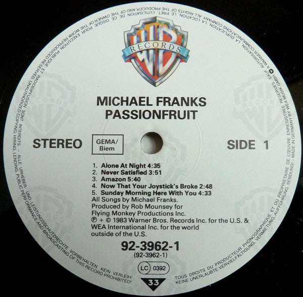 Michael Franks : Passionfruit (LP, Album)