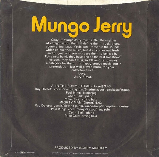 Mungo Jerry : In The Summertime (7", Single)
