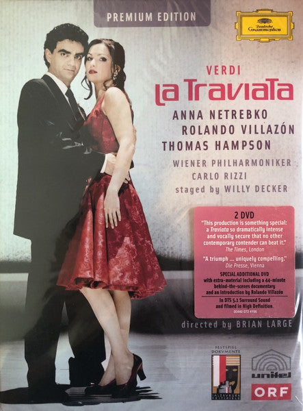 Giuseppe Verdi - Anna Netrebko, Rolando Villazón, Thomas Hampson, Wiener Philharmoniker, Carlo Rizzi, Willy Decker, Brian Large : La Traviata (2xDVD-V, Copy Prot., S/Edition, Multichannel, NTSC)
