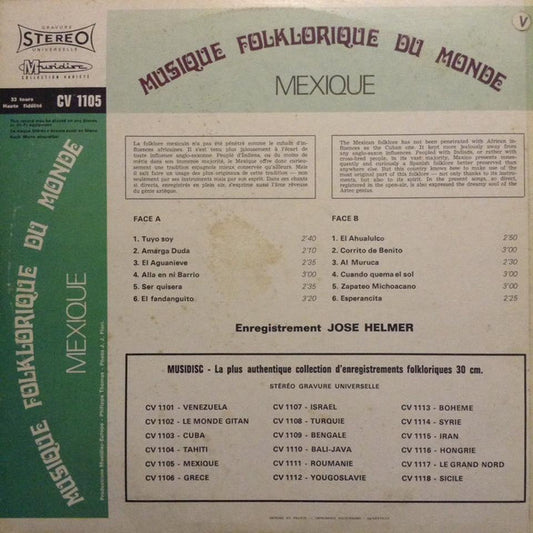 José Helmer : Mexique (LP, Album)