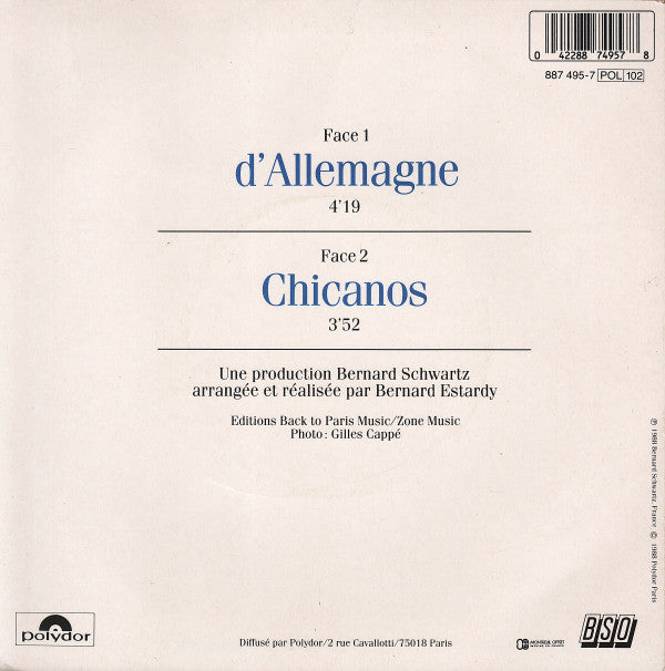 Patricia Kaas : D'Allemagne (7", Single)