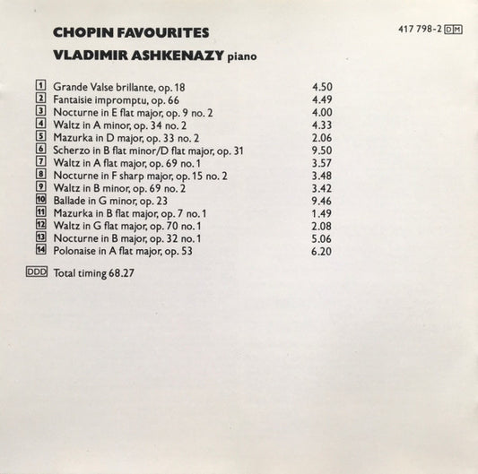 Frédéric Chopin - Vladimir Ashkenazy : Chopin Favourites (CD, Comp)
