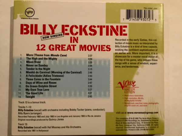 Billy Eckstine : Now Singing In 12 Great Movies (CD, RE)