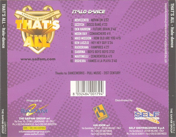 Various : That's All - Italo-Dance (CD, Album, Comp)