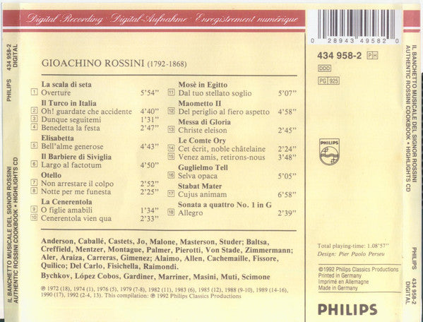 Gioacchino Rossini : Il Banchetto Musicale Del Signor Rossini (CD, Comp)