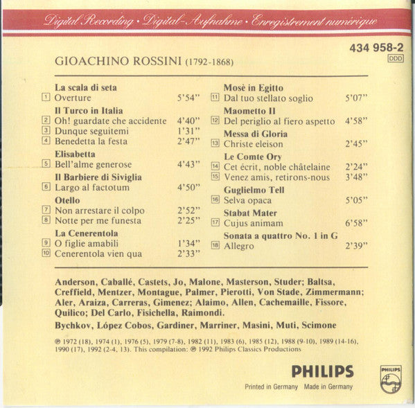 Gioacchino Rossini : Il Banchetto Musicale Del Signor Rossini (CD, Comp)