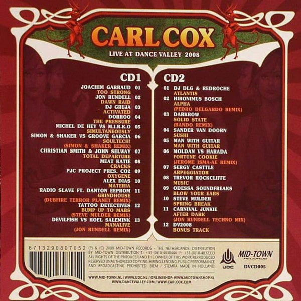 Carl Cox : Live At Dance Valley 2008 (2xCD, Mixed)
