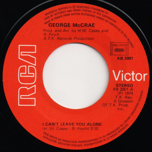 George McCrae : I Can't Leave You Alone (7", Single)
