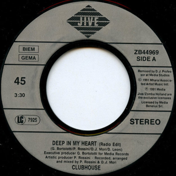 Club House : Deep In My Heart (7", Single)