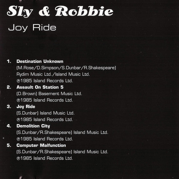 Sly & Robbie : Joy Ride (CD, Comp)