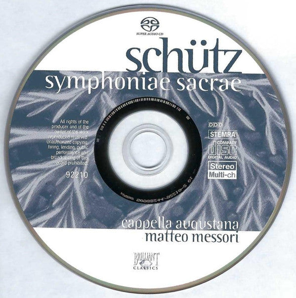 Heinrich Schütz – Cappella Augustana, Matteo Messori : Symphoniae Sacrae (SACD, Multichannel, Comp)