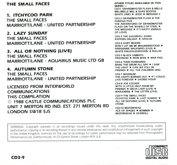 Small Faces : Itchycoo Park (CD, Mini, Single, Ltd, S/Edition)