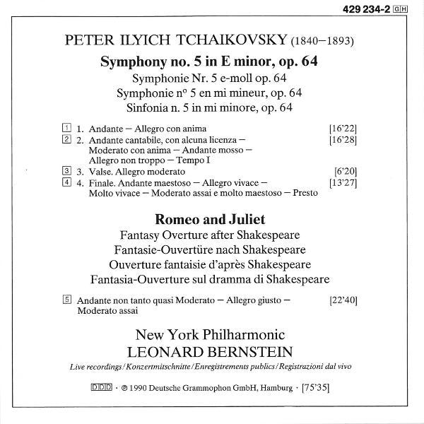 Pyotr Ilyich Tchaikovsky - Leonard Bernstein - New York Philharmonic : Symphony No. 5 - Romeo & Juliet (CD, Album)