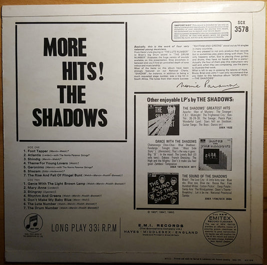 The Shadows : More Hits! The Shadows (LP, Comp, RE)