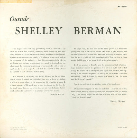 Shelley Berman : Outside Shelley Berman (LP, Album, Mono)