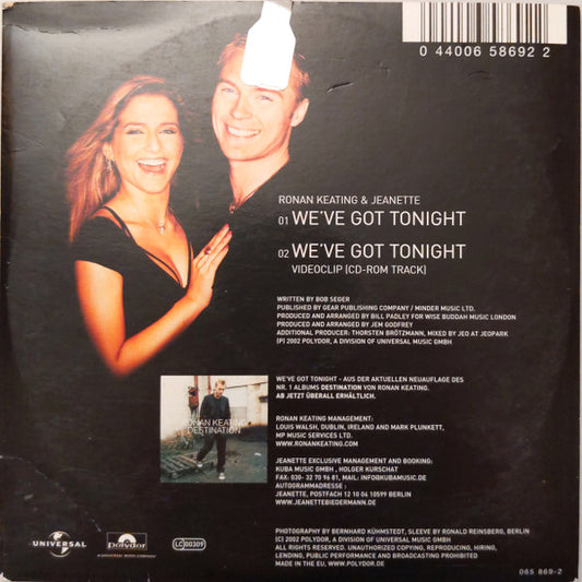 Ronan Keating & Jeanette Biedermann : We've Got Tonight (CD, Enh)