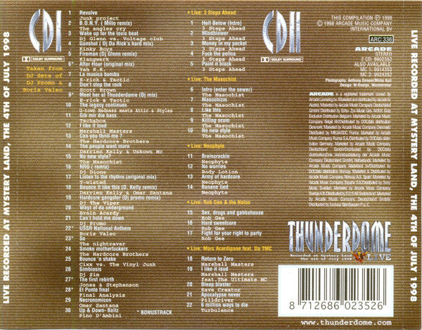 Various : Thunderdome - Live Recorded At Mystery Land, The 4th Of July 1998 (CD, Mixed + CD, Comp, Mixed)