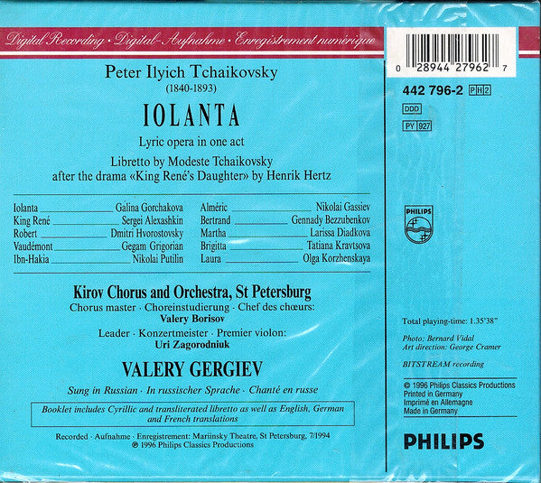 Pyotr Ilyich Tchaikovsky - Galina Gorchakova · Gegam Grigorian ·  Dmitri Hvorostovsky ·  Kirov Chorus & Kirov Orchestra ·  Valery Gergiev : Iolanta (2xCD, Album + Box, Sli)