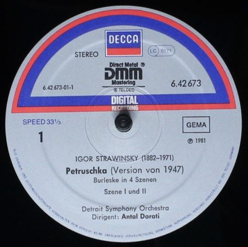 Igor Stravinsky - Detroit Symphony Orchestra / Antal Dorati : Petrushka (LP, Album, Dig)
