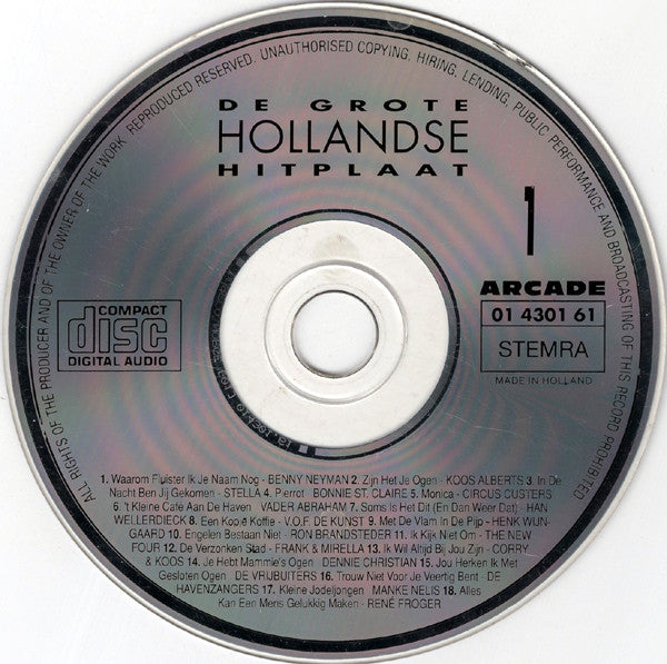 Various : De Grote Hollandse Hitplaat Volume 1 (CD, Comp)