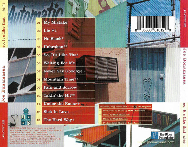 Joe Bonamassa : So, It's Like That (CD, Album, RE)