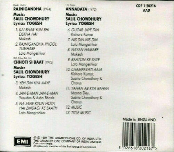 Salil Chowdhury : Rajnigandha / Chhoti Si Baat / Annadata (CD, Comp)