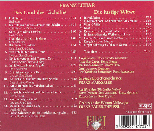 Franz Lehár : Das Land Des Lächelns / Die Lustige Witwe (CD, Comp)