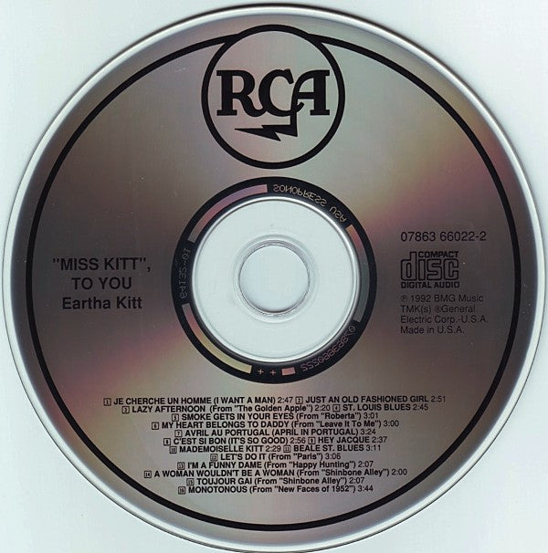 Eartha Kitt : "Miss Kitt," To You (CD, Comp)