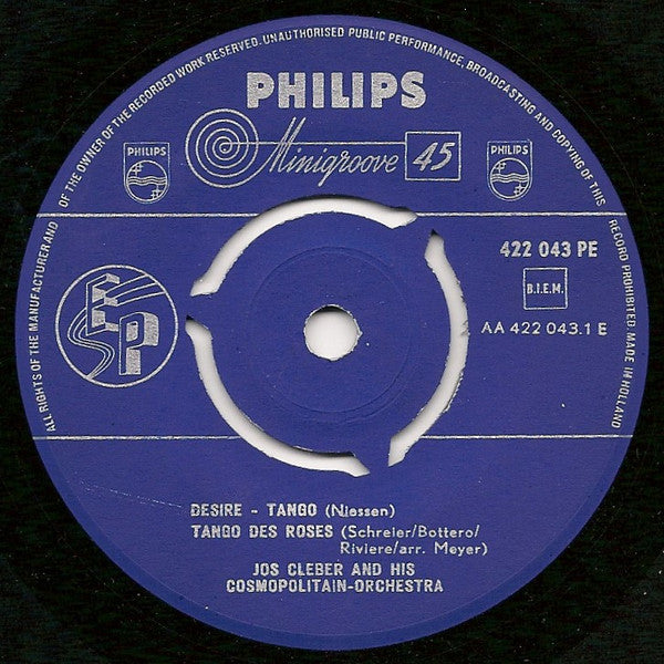 Jos Cleber And His Cosmopolitain Orchestra : Desire Tango / Tango Des Roses / Tango Marina / Tango Du Rêve (7", EP)