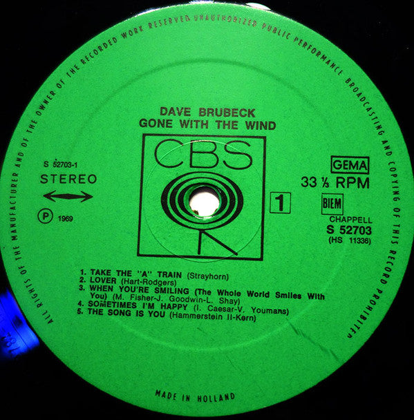 Dave Brubeck : Gone With The Wind (LP, Comp)