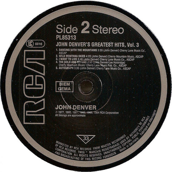 John Denver : Greatest Hits (Volume 3) (LP, Comp)