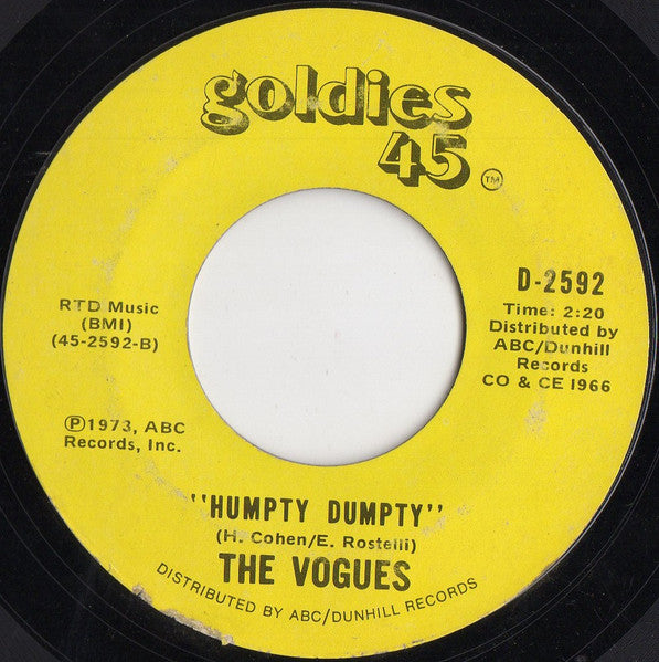 The Vogues : Magic Town / Humpy Dumpty (7", Single)