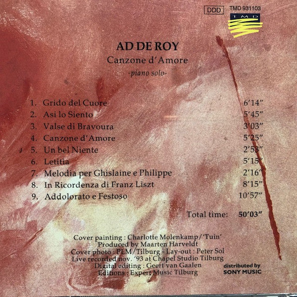 Ad De Roy : Canzone D'Amore (CD)