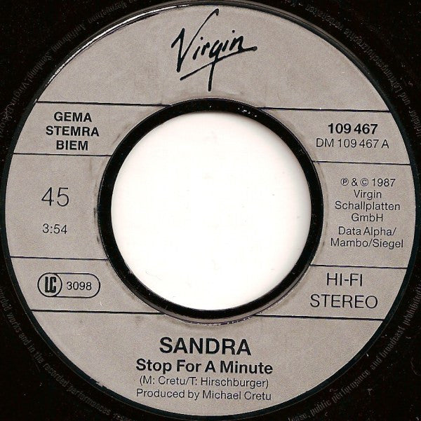 Sandra : Stop For A Minute (7", Single)