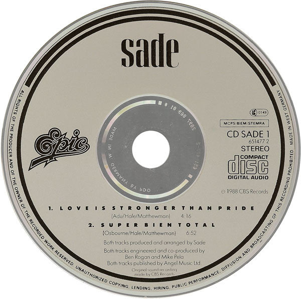 Sade : Love Is Stronger Than Pride (CD, Single)