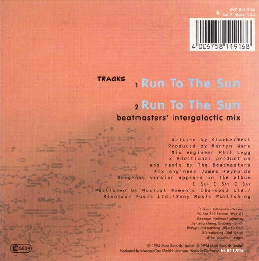 Erasure : Run To The Sun (CD, Single, Car)