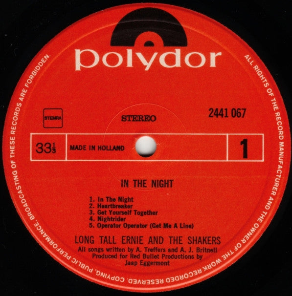 Long Tall Ernie And The Shakers : In The Night (LP, Album)