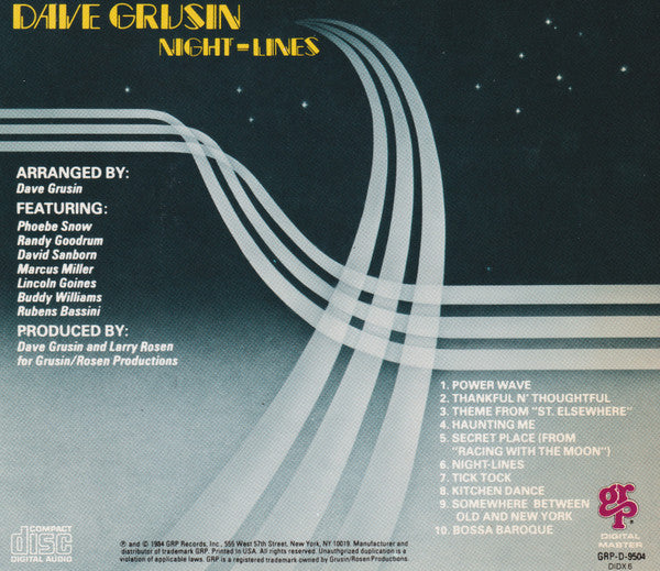 Dave Grusin : Night-Lines (CD, Album)