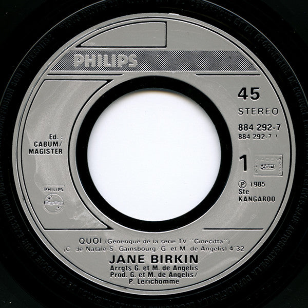 Jane Birkin : Quoi (7", Single, Inj)