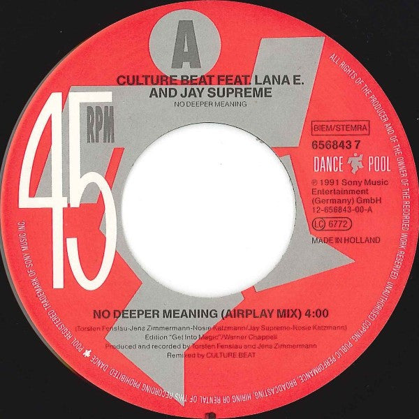 Culture Beat : No Deeper Meaning (7", Single)