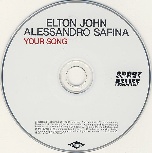 Elton John & Alessandro Safina : Your Song (CD, Single, Promo)