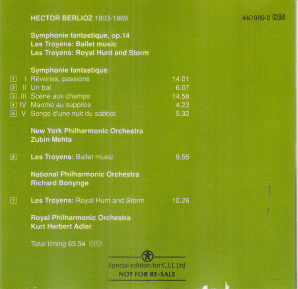 Hector Berlioz : New York Philharmonic, Zubin Mehta : Symphonie Fantastique / Les Troyens (Excerpts) (CD, Comp, RE, S/Edition)