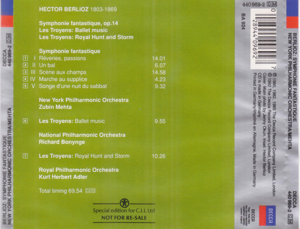 Hector Berlioz : New York Philharmonic, Zubin Mehta : Symphonie Fantastique / Les Troyens (Excerpts) (CD, Comp, RE, S/Edition)