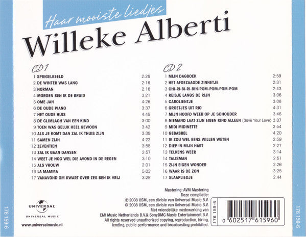 Willeke Alberti : Haar Mooiste Liedjes (2xCD, Comp)