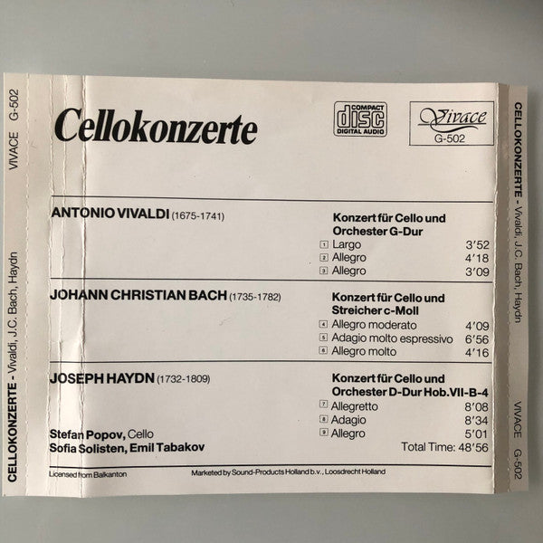 Stefan Popov, Sofia Soloists Chamber Orchestra, Emil Tabakov : Cellokonzerte (CD)