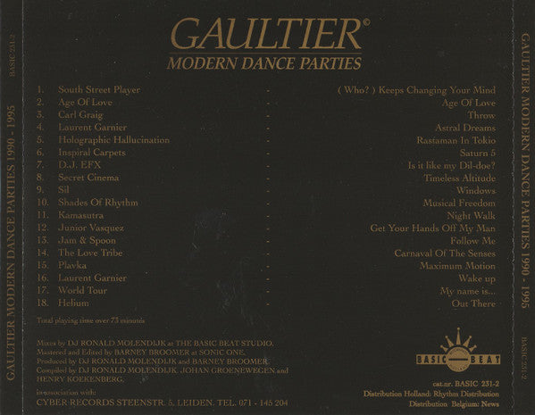 Ronald Molendijk : Gaultier Modern Dance Parties 1990-1995 (CD, Comp, Mixed)