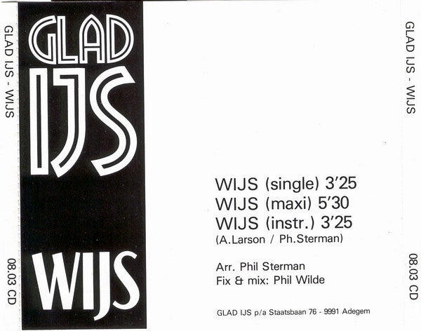 Glad IJs : Wijs (CD, Maxi)